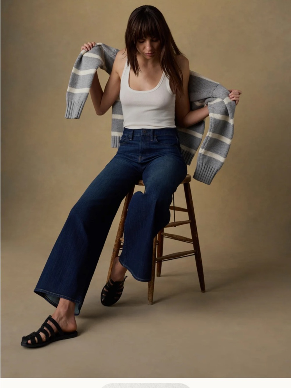Faherty Cream Ribbed Tank Top - Picture 2 of 6